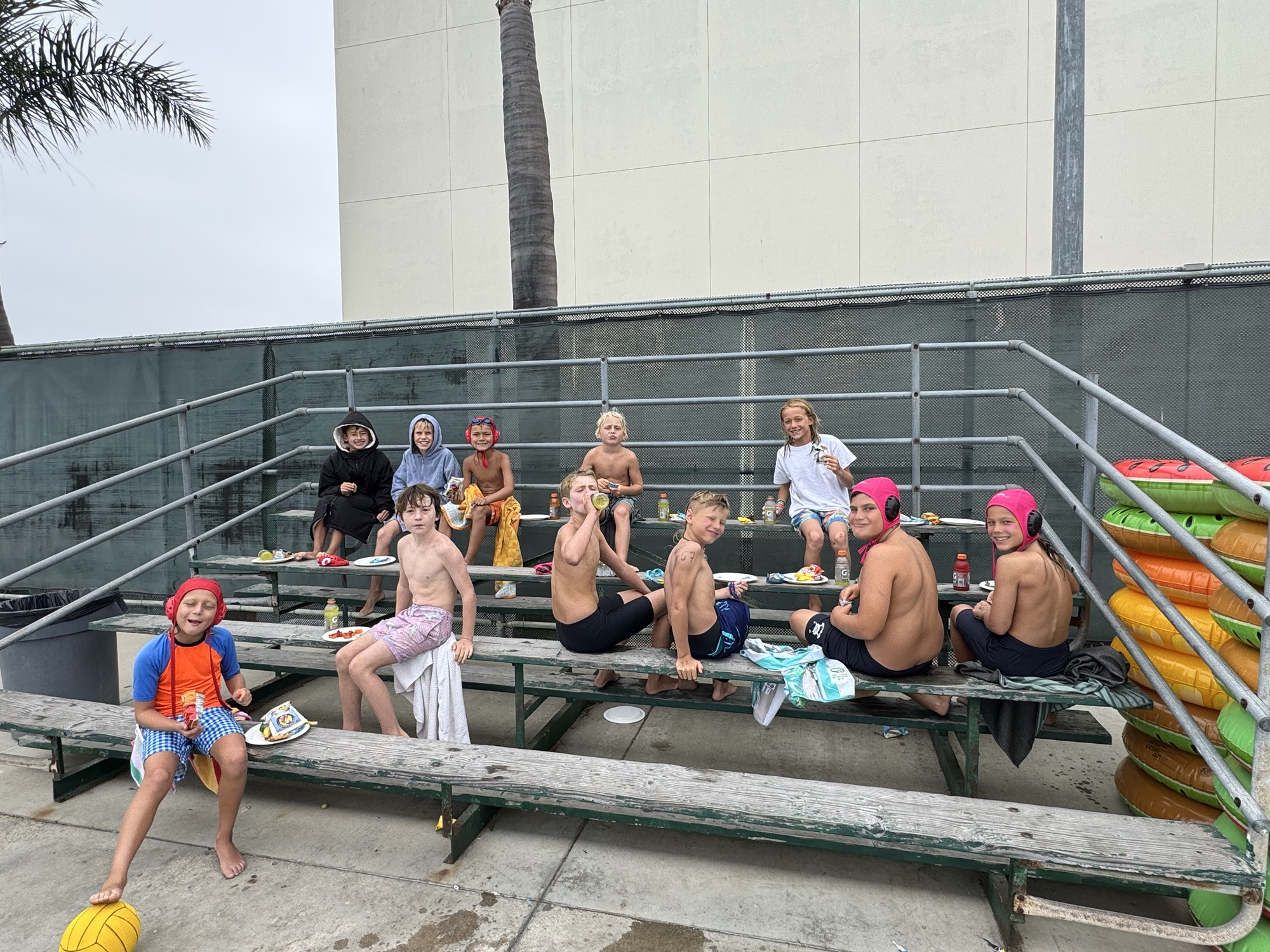 Mini Mustangs athletes gathered at the pool